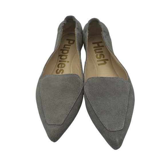 Hush Puppies Suede Gray Pointed Toe Slip On Flats Comfort Size 6.5 Rubber Sole - Picture 3 of 6